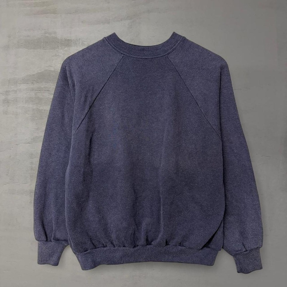 70s Sportswear Vintage Crewneck Sweatshirt Blue Raglan Sleeve Made in USA Large